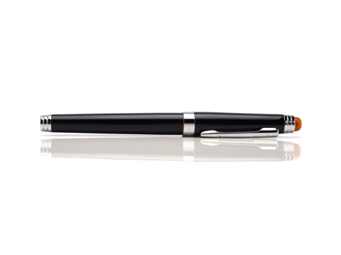 Srebrne pióro kulkowe z bursztynem koniakowym