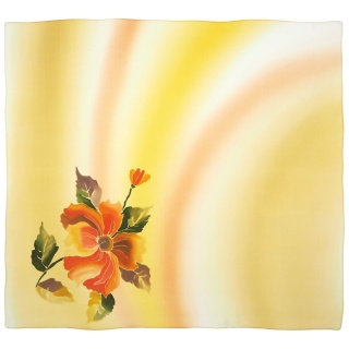 Apaszka jedwabna ręcznie malowana w kwiaty żółta 89x81cm AM-1018