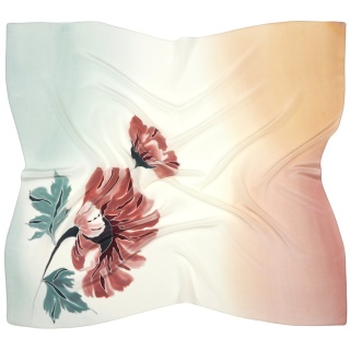 AM-1040 Hand-Painted Silk Scarf Flowers, 88x80cm