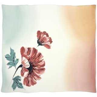 Apaszka jedwabna ręcznie malowana kwiaty cieniowana 88x80cm AM-1010