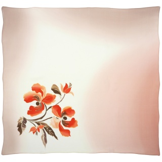 Apaszka jedwabna ręcznie malowana w kwiaty brązowa 89x82cm AM-1019