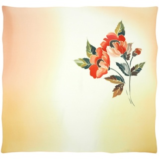 Apaszka jedwabna ręcznie malowana w kwiaty żółta 88x82cm AM-1039