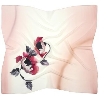 Apaszka jedwabna ręcznie malowana z kwiatem cieniowana 88x82cm AM-1009