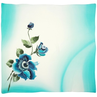 Apaszka jedwabna ręcznie malowana z kwiatem cieniowana 87x83cm AM-1013