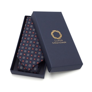 Ekskluzywny krawat męski z modnym geometrycznym wzorem, 100% jedwab