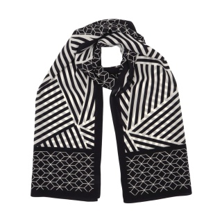 Double-Sided Silk Scarf with Geometric Patterns 180x45 cm SDD-04
