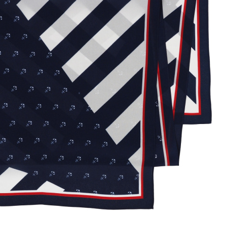 Jedwabny szalik dwustronny w kotwice 145x30cm SDM-01