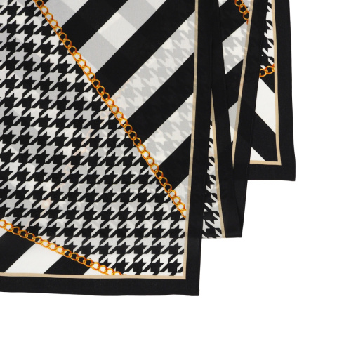 Jedwabny szalik dwustronny w pepitkę 145x30cm SDM-03