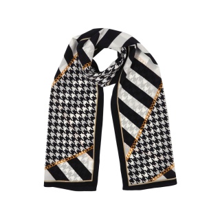 Double-sided houndstooth silk scarf 145x30cm SDM-03
