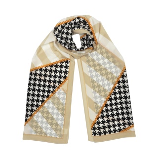eige Double-Sided Silk Scarf in Houndstooth Pattern 180x45cm SDD-06