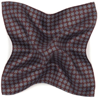 Brown Silk Pocket Square with Micro Pattern 30x30 cm PJ-392