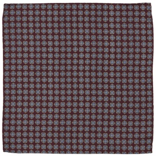 Brown Silk Pocket Square with Micro Pattern 30x30 cm PJ-392