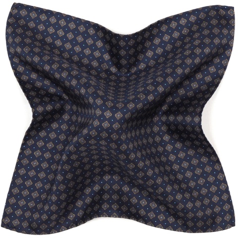 Poszetka jedwabna w mikrowzór granatowa 30x30cm PJ-393