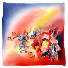 AM5-519 Hand-painted silk scarf, 55x55 cm