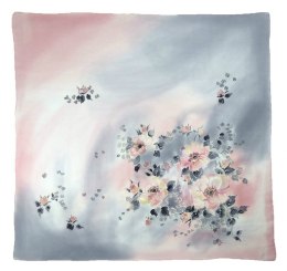 AM-452 Gray-pink Hand Painted Silk Scarf, 90x90cm