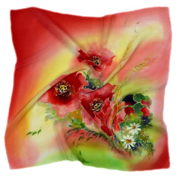 AM5-526 Hand-painted silk scarf, 55x55 cm