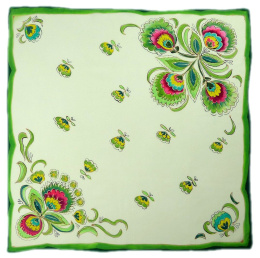 AM7-207 Hand-painted silk scarf, 70x70 cm