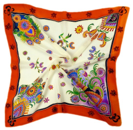 AM7-211 Hand-painted silk scarf, 70x70 cm