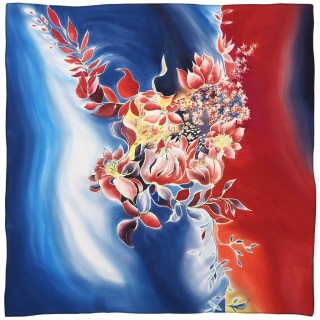 AM7-197 Hand-painted silk scarf, 70x70 cm