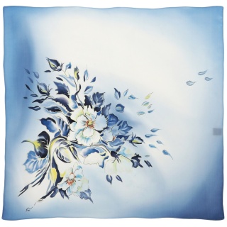 AM7-215 Hand-painted silk scarf, 70x70 cm