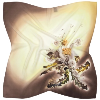 AM7-565 Hand-painted Silk Scarf Flowers, 70x70cm