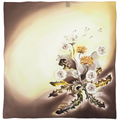 Apaszka jedwabna, ręcznie malowana, Mniszek 70x70cm AM7-565 (2)