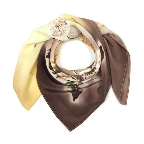 Apaszka jedwabna ręcznie malowana, Mniszek 70x70cm AM7-565