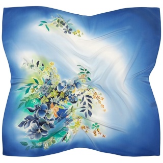 Apaszka jedwabna, ręcznie malowana, Akwarelowy ogród 90x90cm AM-362a