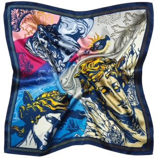 Silk Scarf, Double-Sided, Ancient Greece, 88x88 cm, AD-009