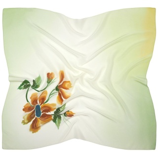 Apaszka jedwabna ręcznie malowana w kwiaty 89x82cm AM-1061