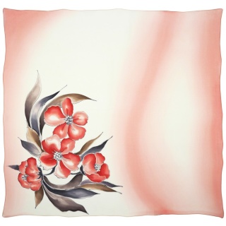 Apaszka jedwabna ręcznie malowana w kwiaty czerwona 90x84cm AM-1020