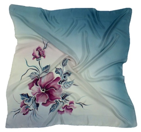 AM5-722 Hand Painted Silk Scarf, 55x55cm (2)