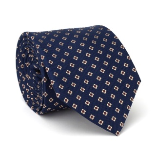 Navy blue silk tie with a micro pattern KR-029