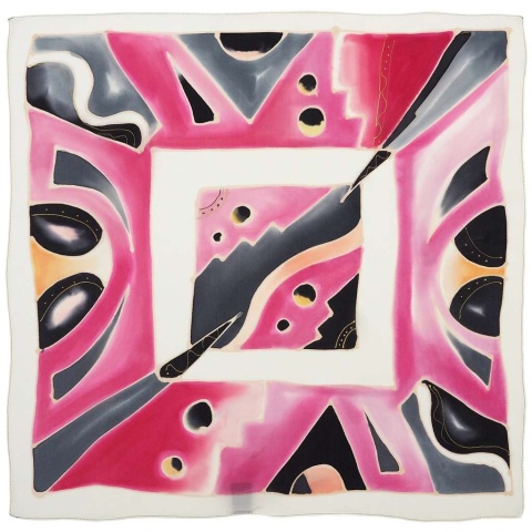 Silk hand-painted gauze rug with geometric patterns, pink, 55x55cm AM5-732 (2)