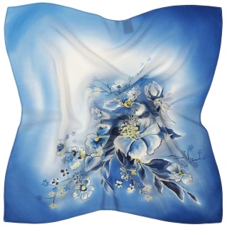 Gawroszka jedwabna ręcznie malowana, Bukiet w niebie 55x55cm AM5-730