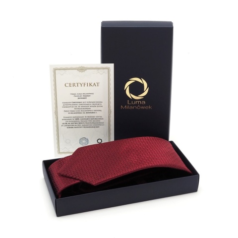 Jedwabny krawat żakardowy w mikrowzór bordo KR-659 (2)