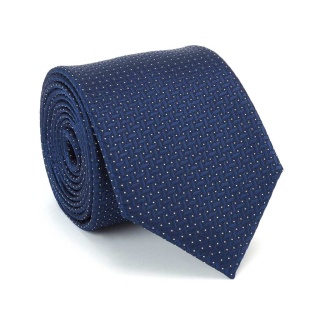 Micro-patterned silk jacquard tie navy blue KR-664