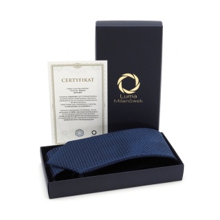 Micro-patterned silk jacquard tie navy blue KR-664