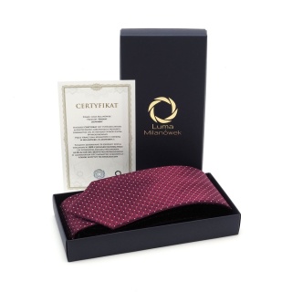 Burgundy Jacquard Silk Tie with Micro Pattern KR-650