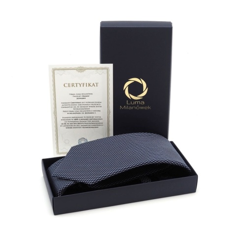 Jedwabny krawat żakardowy w mikrowzór granatowy KR-675 (2)