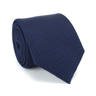 Micro-patterned silk jacquard tie navy blue KR-666