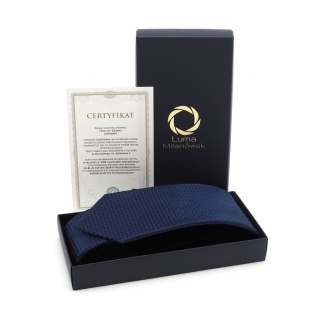 Micro-patterned silk jacquard tie navy blue KR-666