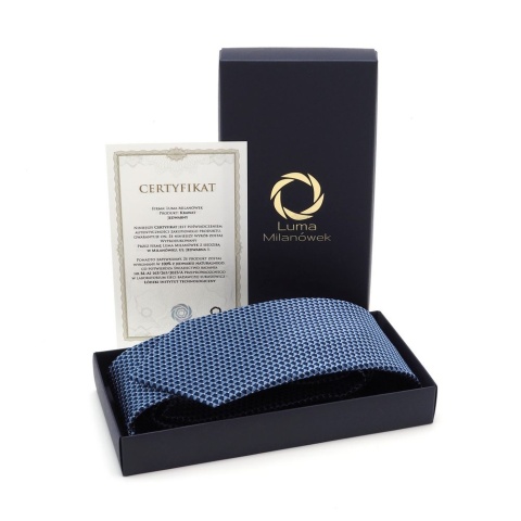 Blue Jacquard Silk Tie with Micro Pattern – KR-649