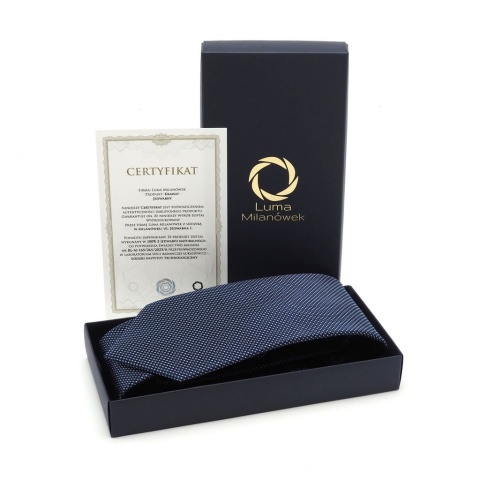 Micro-patterned silk jacquard tie navy blue KR-669