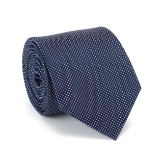 Micro-patterned silk jacquard tie navy blue KR-669