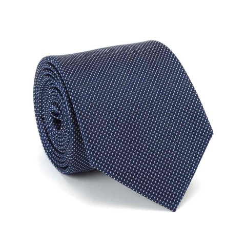Micro-patterned silk jacquard tie navy blue KR-669
