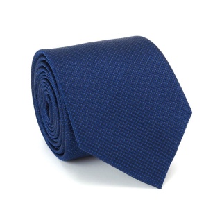 Micro-patterned silk jacquard tie navy blue KR-673