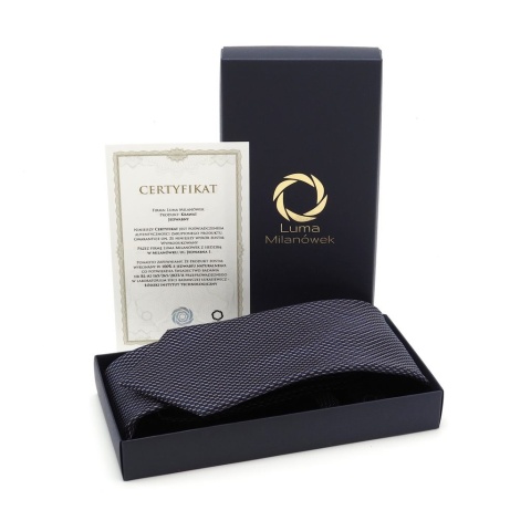 Micro-patterned silk jacquard tie navy blue KR-680 (2)