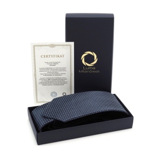 Micro-patterned silk jacquard tie navy blue KR-660