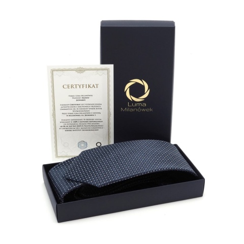 Micro-patterned silk jacquard tie navy blue KR-660 (2)